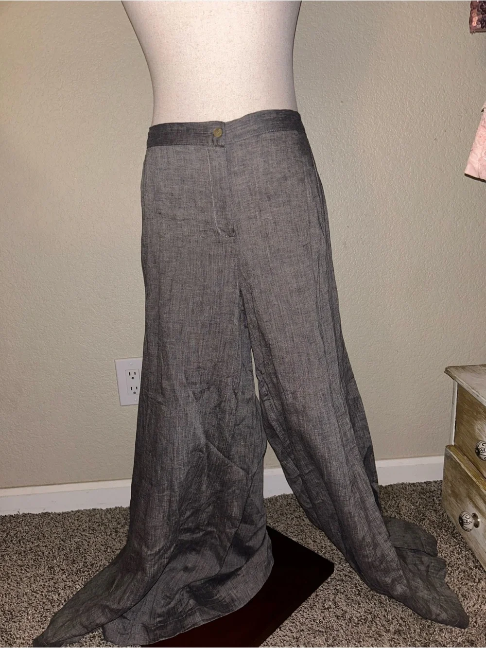 100% Linen Made in Italy NWT Extra Wide Leg Women’s Trouser Pants size Small - Picture 3 of 10